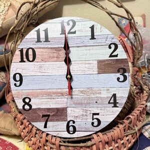 Vocoo Rustic Wood Look Wall Clock Ten Inches NWOT